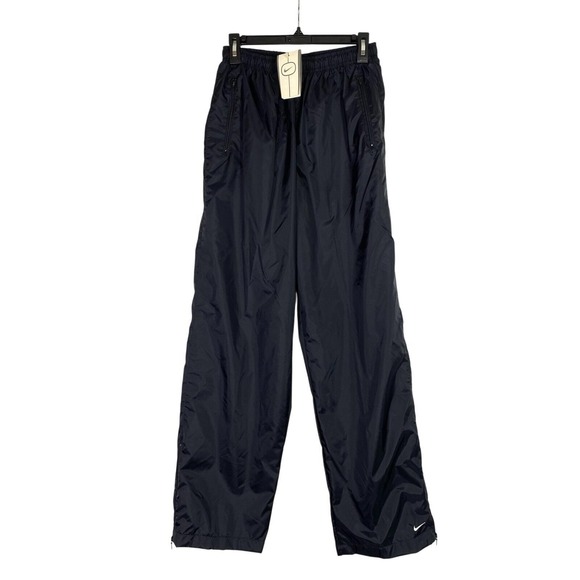 NEW Vtg 90s Nike Womens Medium Track Sweatpants Black Swoosh Pants Y2K Lined 31" - Picture 2 of 10